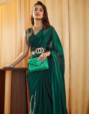 Peacocl-blue women peacock blue solid silk blend saree 2