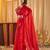 Red women red solid silk blend saree