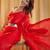 Red women red solid silk blend saree