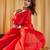 Red women red solid silk blend saree