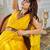 Yellow women yellow solid silk blend saree