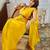 Yellow women yellow solid silk blend saree
