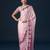 Pink sequin embellished geometric printed satin saree