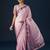 Pink sequin embellished geometric printed satin saree