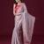 Grey floral printed sequin embellished satin saree
