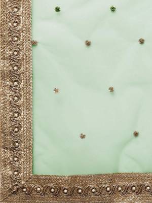 Green Floral Semi-Stitched Lehenga & Unstitched Blouse with Dupatta 5