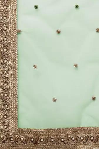 Green Floral Semi-Stitched Lehenga & Unstitched Blouse with Dupatta