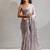 Dusty grey handwork zarkan embroidery silk party wear saree