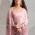 Pink handwork zarkan embroidery silk party wear saree