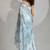 Sky blue handwork zarkan border work satin silk party wear saree