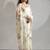 Off white handwork zarkan border work satin silk party wear saree