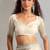 Off white handwork zarkan border work satin silk party wear saree