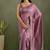 Lavender chiffon heavy lace border work party wear saree