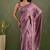 Lavender chiffon heavy lace border work party wear saree