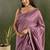 Lavender chiffon heavy lace border work party wear saree
