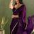 Purple chiffon heavy lace border work party wear saree