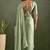 Green chiffon heavy lace border work party wear saree