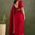 Red chiffon heavy lace border work party wear saree