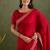 Red chiffon heavy lace border work party wear saree