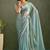 Sea green chiffon heavy lace border work party wear saree