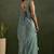 Sea green chiffon heavy lace border work party wear saree