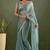 Sea green chiffon heavy lace border work party wear saree