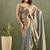 Sky blue chiffon heavy lace border work party wear saree