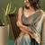 Sky blue chiffon heavy lace border work party wear saree