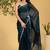 Teal blue chiffon heavy lace border work party wear saree