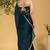 Teal blue chiffon heavy lace border work party wear saree