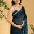 Teal blue chiffon heavy lace border work party wear saree