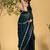 Teal blue chiffon heavy lace border work party wear saree