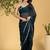 Teal blue chiffon heavy lace border work party wear saree