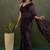 Brown designer printed work chiffon casual wear saree