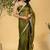 Golden chiffon heavy lace border work party wear saree