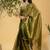 Golden chiffon heavy lace border work party wear saree