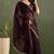 Purple chiffon heavy lace border work party wear saree