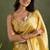 Yellow chiffon heavy lace border work party wear saree