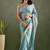 Sky blue chiffon heavy lace border work party wear saree