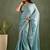 Sky blue chiffon heavy lace border work party wear saree