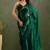 Bottle green chiffon heavy lace border work party wear saree