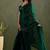 Bottle green chiffon heavy lace border work party wear saree