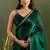 Bottle green chiffon heavy lace border work party wear saree