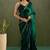 Bottle green chiffon heavy lace border work party wear saree