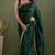 Green chiffon heavy lace border work party wear saree