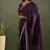 Lavender chiffon heavy lace border work party wear saree