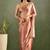 Peach chiffon heavy lace border work party wear saree