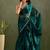 Teal green chiffon heavy lace border work party wear saree