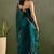 Teal green chiffon heavy lace border work party wear saree