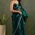 Teal green chiffon heavy lace border work party wear saree